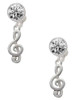 Silver Plated Clef - Crystal Clip on Earrings