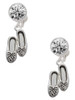 Silver Plated Ballet Slippers - Crystal Clip on Earrings