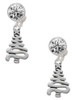 Silver Plated Christmas Tree Zig Zag - Crystal Clip on Earrings: Color Choice - Red, Green, Blue, Purple, Pink, Clear, Black