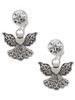 Silver Plated Angel with Heart - Crystal Clip on Earrings: Color Choice - Red, Green, Blue, Purple, Pink, Clear, Black
