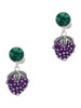 Silver Plated Purple Grapes - Crystal Clip on Earrings