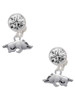 Silver Plated Antiqued Razorback - Crystal Clip on Earrings