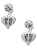 Silver Plated Heart with Baby Feet - Crystal Clip on Earrings