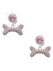 Silver Plated Large Light Pink Crystal Dog Bone - Crystal Clip on Earrings