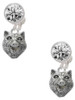 Silver Plated Wolf Head - Crystal Clip on Earrings