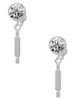 Silver Plated Rolling Pin - Crystal Clip on Earrings: Color Choice - Red, Green, Blue, Purple, Pink, Clear, Black