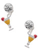 Silver Plated 3-D Yellow Tropical Drink - Crystal Clip on Earrings