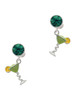 Silver Plated Tropical Drink - Lime Green - Crystal Clip on Earrings