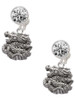 Silver Plated Chinese Dragon - Crystal Clip on Earrings: Color Choice - Red, Green, Blue, Purple, Pink, Clear, Black