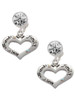 Silver Plated Heart with 3 AB Crystals - Friends Family Love - Crystal Clip on Earrings
