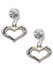 Silver Plated Heart with 3 AB Crystals - Believe Faith Prayer - Crystal Clip on Earrings