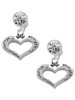 Silver Plated Heart with 3 AB Crystals - Courage Strength Wisdom - Crystal Clip on Earrings