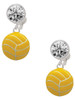 Silver Plated Large Water Polo Ball - Crystal Clip on Earrings: Color Choice - Red, Green, Blue, Purple, Pink, Clear, Black