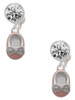 Silver Plated Pink Enamel Baby Shoe with Bow - Crystal Clip on Earrings: Color Choice - Red, Green, Blue, Purple, Pink, Clear, Black