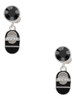 Silver Plated Black Baby Shoe with Crystal Strap - Crystal Clip on Earrings