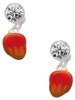 Silver Plated 3-D Enamel Mango - Crystal Clip on Earrings: Color Choice - Red, Green, Blue, Purple, Pink, Clear, Black