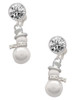 Silver Plated Imitation Pearl Snowman - Crystal Clip on Earrings: Color Choice - Red, Green, Blue, Purple, Pink, Clear, Black