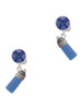 Silver Plated 3-D Blue Baby Bottle - Crystal Clip on Earrings