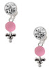 Silver Plated Pink Baby Rattle - Crystal Clip on Earrings: Color Choice - Red, Green, Blue, Purple, Pink, Clear, Black