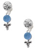 Silver Plated Blue Baby Rattle - Crystal Clip on Earrings: Color Choice - Red, Green, Blue, Purple, Pink, Clear, Black
