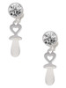 Silver Plated 3-D Clear Frosted Baby Pacifier - Crystal Clip on Earrings