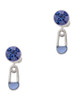 Silver Plated Blue Baby Safety Pin - Crystal Clip on Earrings