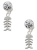 Silver Plated Fish Bones - Crystal Clip on Earrings