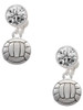Silver Plated Volleyball or Water Polo Ball - Crystal Clip on Earrings