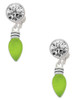 Silver Plated Christmas Lights - Lime Green Resin - Crystal Clip on Earrings: Color Choice - Red, Green, Blue, Purple, Pink, Clear, Black