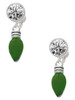 Silver Plated Christmas Lights - Green Resin - Crystal Clip on Earrings: Color Choice - Red, Green, Blue, Purple, Pink, Clear, Black