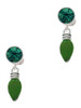 Silver Plated Christmas Lights - Green Resin - Crystal Clip on Earrings