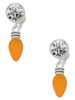 Silver Plated Christmas Lights - Hot Orange Resin - Crystal Clip on Earrings: Color Choice - Red, Green, Blue, Purple, Pink, Clear, Black