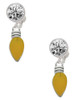 Silver Plated Christmas Lights - Hot Yellow Resin - Crystal Clip on Earrings: Color Choice - Red, Green, Blue, Purple, Pink, Clear, Black