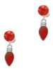 Silver Plated Christmas Lights - Red Resin - Crystal Clip on Earrings