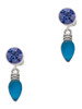 Silver Plated Christmas Lights - Hot Blue Resin - Crystal Clip on Earrings