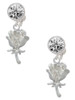 Silver Plated Antiqued Rose - Crystal Clip on Earrings