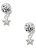 Silver Plated Mini Star with Clear Crystal - Crystal Clip on Earrings: Color Choice - Red, Green, Blue, Purple, Pink, Clear, Black