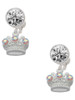 Silver Plated Crown with 3 Clear AB Crystals - Crystal Clip on Earrings: Color Choice - Red, Green, Blue, Purple, Pink, Clear, Black