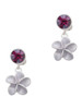 Silver Plated Purple Plumeria Flower - Crystal Clip on Earrings