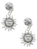 Silver Plated Sun - Crystal Clip on Earrings