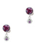 Silver Plated Mini Paw with Purple Crystal - Crystal Clip on Earrings
