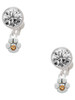 Silver Plated Mini Paw with Yellow Crystal - Crystal Clip on Earrings