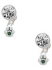 Silver Plated Mini Paw with Green Crystal - Crystal Clip on Earrings: Color Choice - Red, Green, Blue, Purple, Pink, Clear, Black