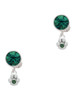 Silver Plated Mini Paw with Green Crystal - Crystal Clip on Earrings