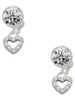 Silver Plated Mini Clear Crystal Heart - Crystal Clip on Earrings: Color Choice - Red, Green, Blue, Purple, Pink, Clear, Black