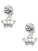 Silver Plated Small ''Princess'' Crown with Clear Crystals - Crystal Clip on Earrings