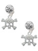 Silver Plated Skull with Clear Crystals - Crystal Clip on Earrings