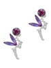 Silver Plated Large Fairy with Purple Wings - Crystal Clip on Earrings