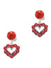 Silver Plated Open Heart with Red Crystal Border - Crystal Clip on Earrings