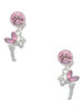 Silver Plated Small Fairy with Pink Wings - Crystal Clip on Earrings